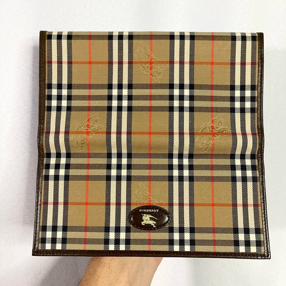 Burberry | vintage retro nova-check plaid canvas brown leather slim long wallet - Picture 11 of 11